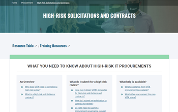 View of new procurement webpage