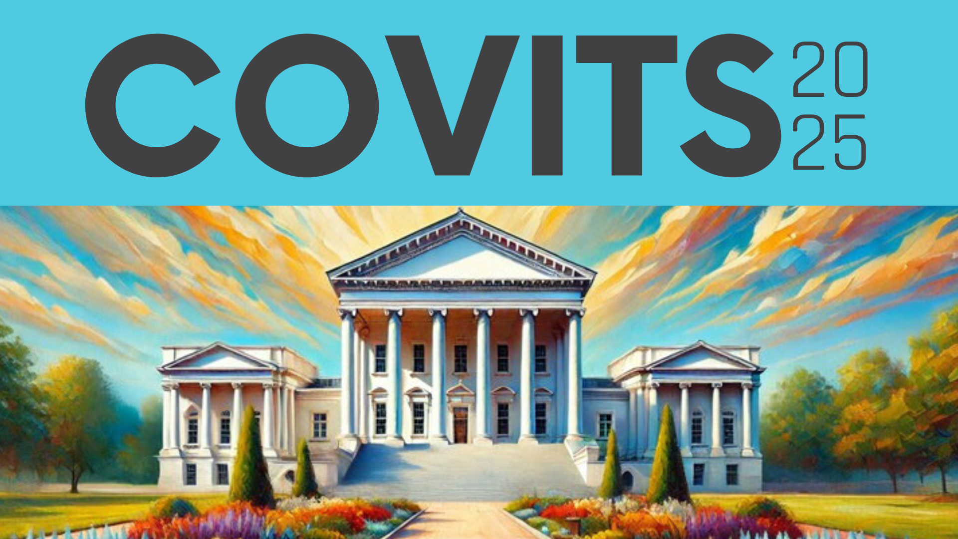 कैपिटोल और COVITS 2025 शब्दों की रंगीन छवि