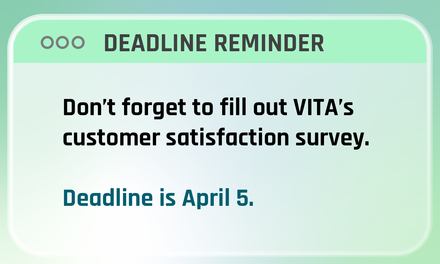News_vita survey reminder