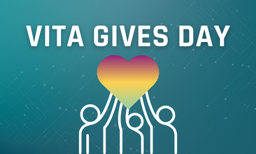 Graphic with outlines of three individuals holding up a multi-colored heart with the text above saying 